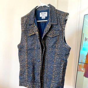 Leopard Print Denim Vest